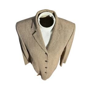 L.L. Bean Women 16R Wool Blend Blazer Sport Coat Houndstooth Made in Turkey 277